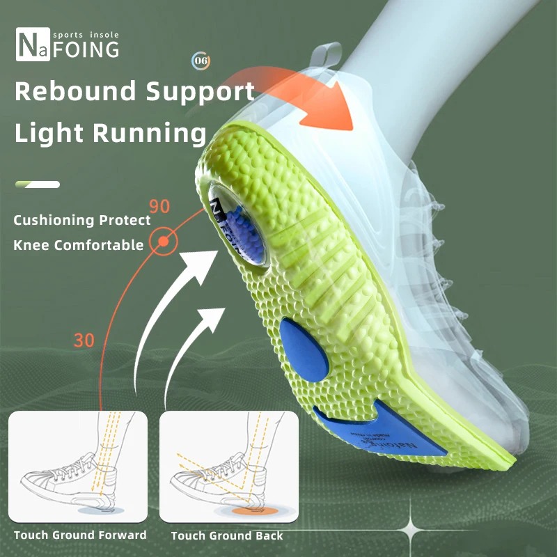 1Pair NAFOING Boost Sport Insoles Men's Women's Sneaker Insoles Super Soft Bottoms Air Cushioning For Shock Absorption Comfort