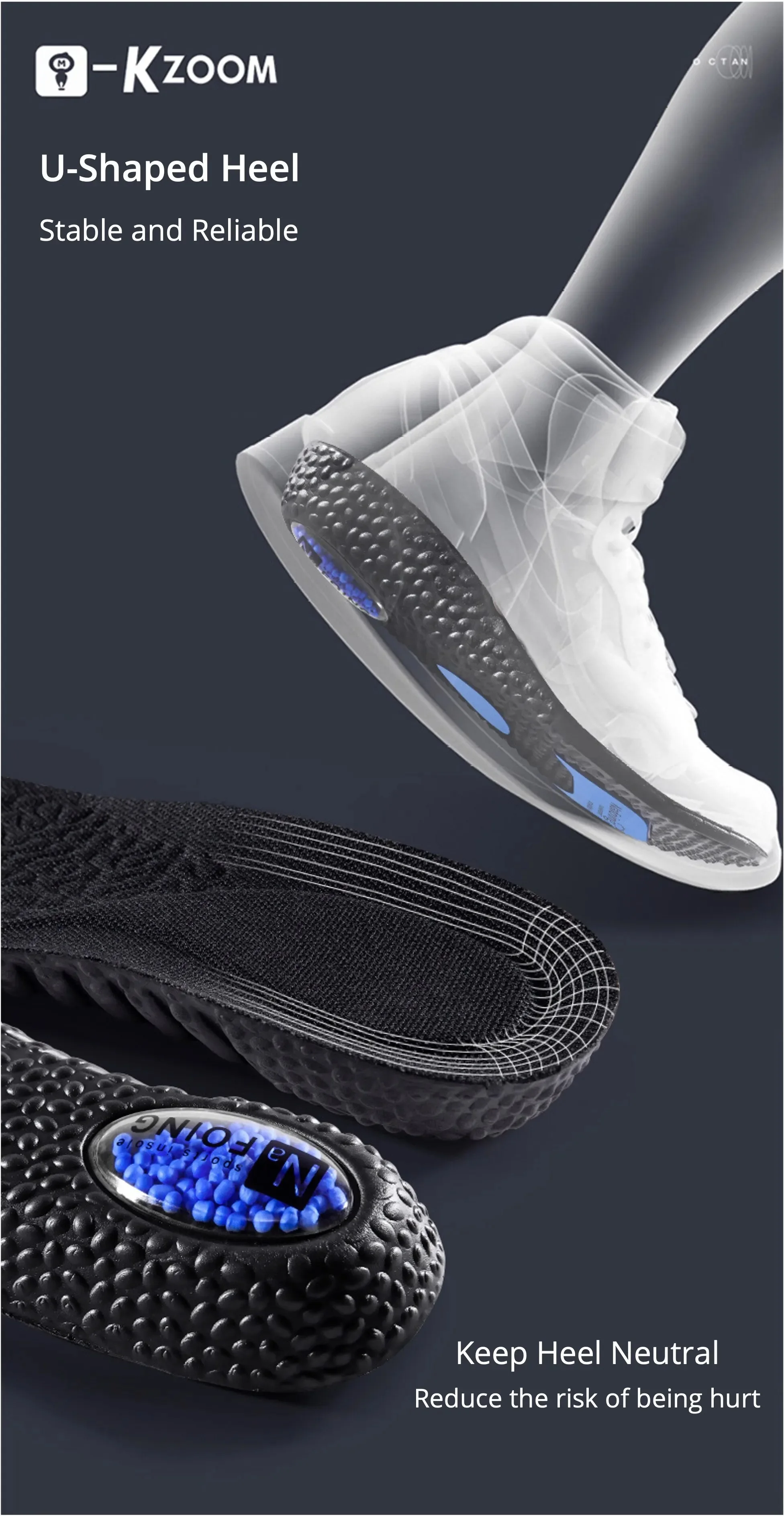 1Pair NAFOING Boost Sport Insoles Men's Women's Sneaker Insoles Super Soft Bottoms Air Cushioning For Shock Absorption Comfort