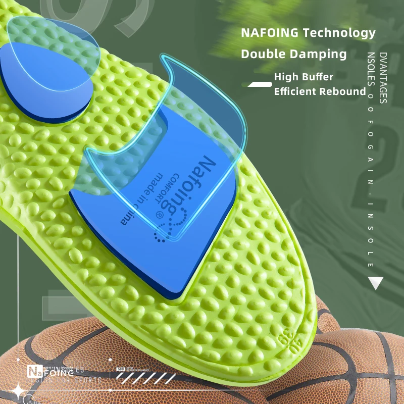 1Pair NAFOING Boost Sport Insoles Men's Women's Sneaker Insoles Super Soft Bottoms Air Cushioning For Shock Absorption Comfort