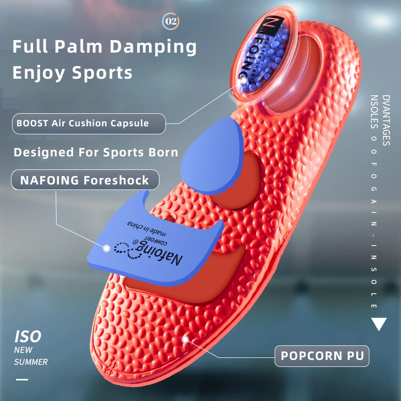 1Pair NAFOING Boost Sport Insoles Men's Women's Sneaker Insoles Super Soft Bottoms Air Cushioning For Shock Absorption Comfort