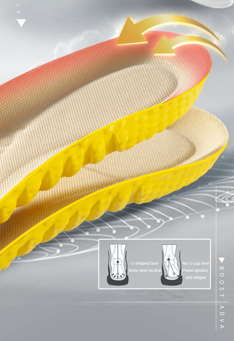 1Pair NAFOING Boost Sport Insoles Men's Women's Sneaker Insoles Super Soft Bottoms Air Cushioning For Shock Absorption Comfort