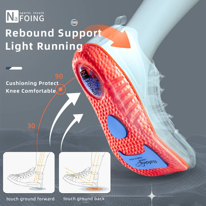 1Pair NAFOING Boost Sport Insoles Men's Women's Sneaker Insoles Super Soft Bottoms Air Cushioning For Shock Absorption Comfort