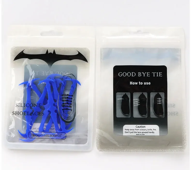 Bat Shape No Tie Shoe laces Silicone Shoelaces Without ties Elastic Laces Sneakers Kids Adult Rubber Shoelace for Shoes 12Pcs