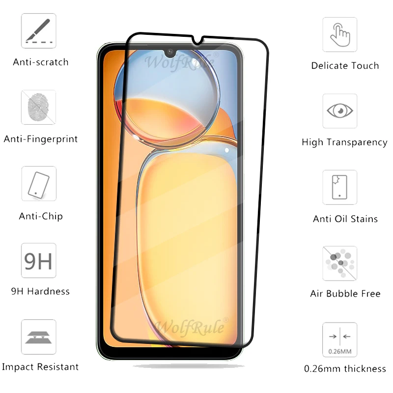 4/3/2/1PCS For Redmi 13C Glass Xiaomi Redmi 13C Tempered Glass Protective Full Cover Glue HD 9H For Screen Protector Redmi 13C
