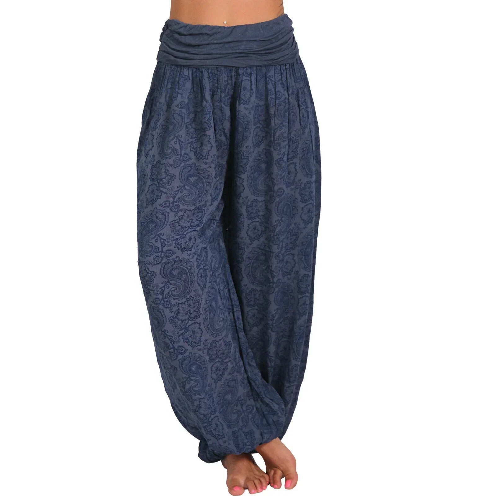 Women's S-5XL size Digital printed long wide leg pants casual pants Harlan pants