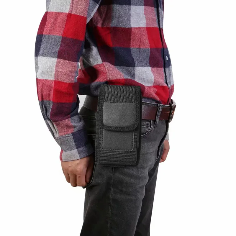 Vertical Nylon Cell Phone Belt Clip Holster Pouch Buckle Wallet Card Holder Case Cover For 3.5inch-7.5inch Phone iPhone Samsung