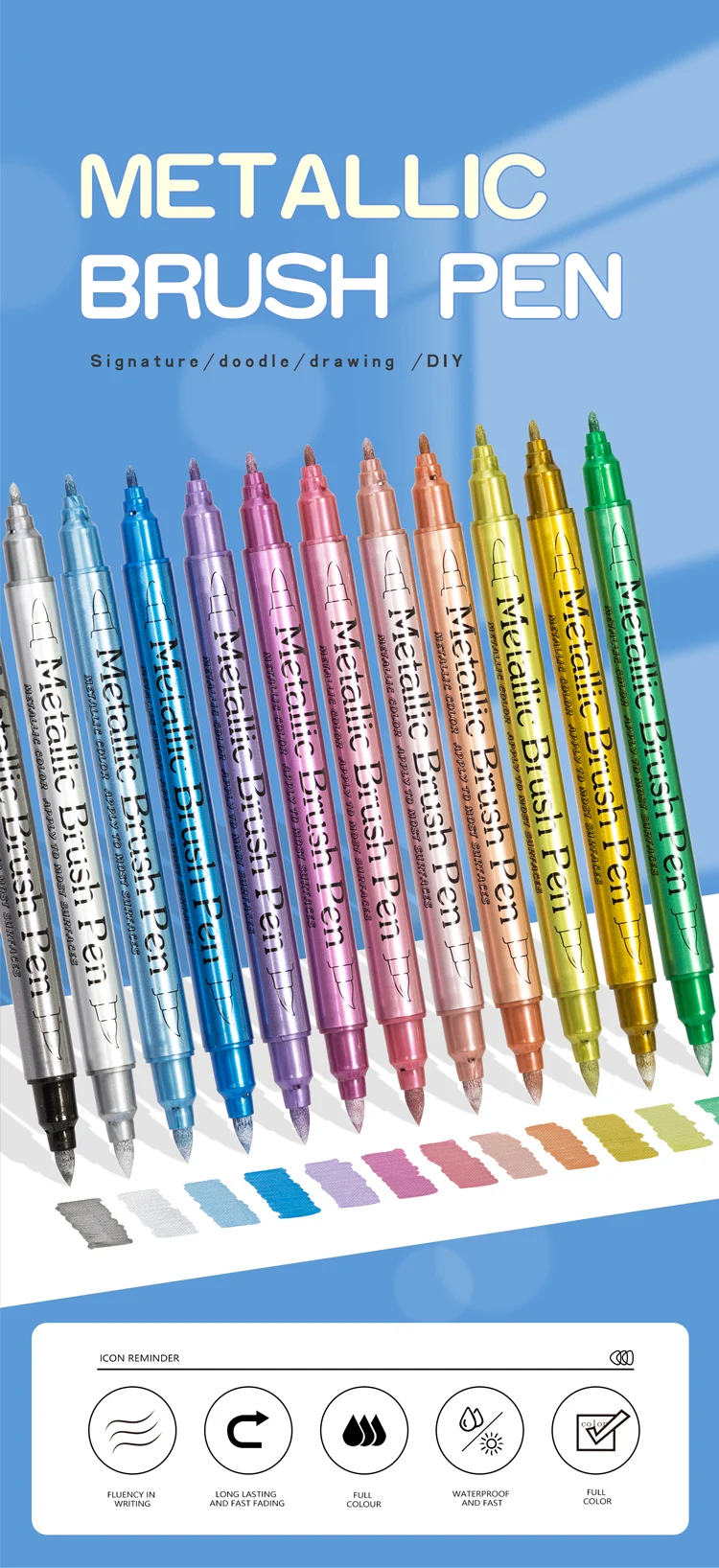 Color Metallic Markers Pen Paint Pens for Black Paper, Glass, Rock Painting, Halloween Pumpkin Scrapbook Album