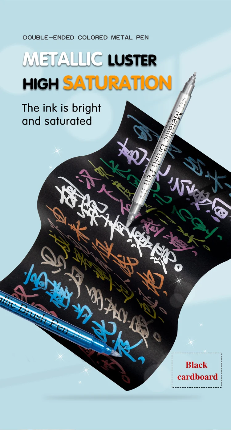 Color Metallic Markers Pen Paint Pens for Black Paper, Glass, Rock Painting, Halloween Pumpkin Scrapbook Album