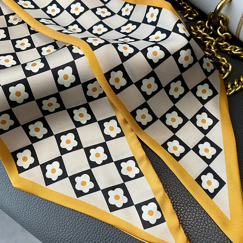 2024 Women Headbands Hair Ribbon Fashion Print 100x9.5cm Chic Skinny Tie Lady Bag Scarves Accessories Choker Bands