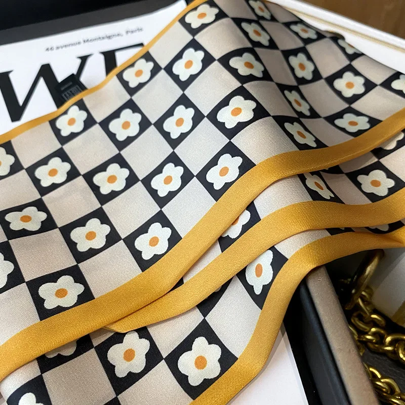 2024 Women Headbands Hair Ribbon Fashion Print 100x9.5cm Chic Skinny Tie Lady Bag Scarves Accessories Choker Bands
