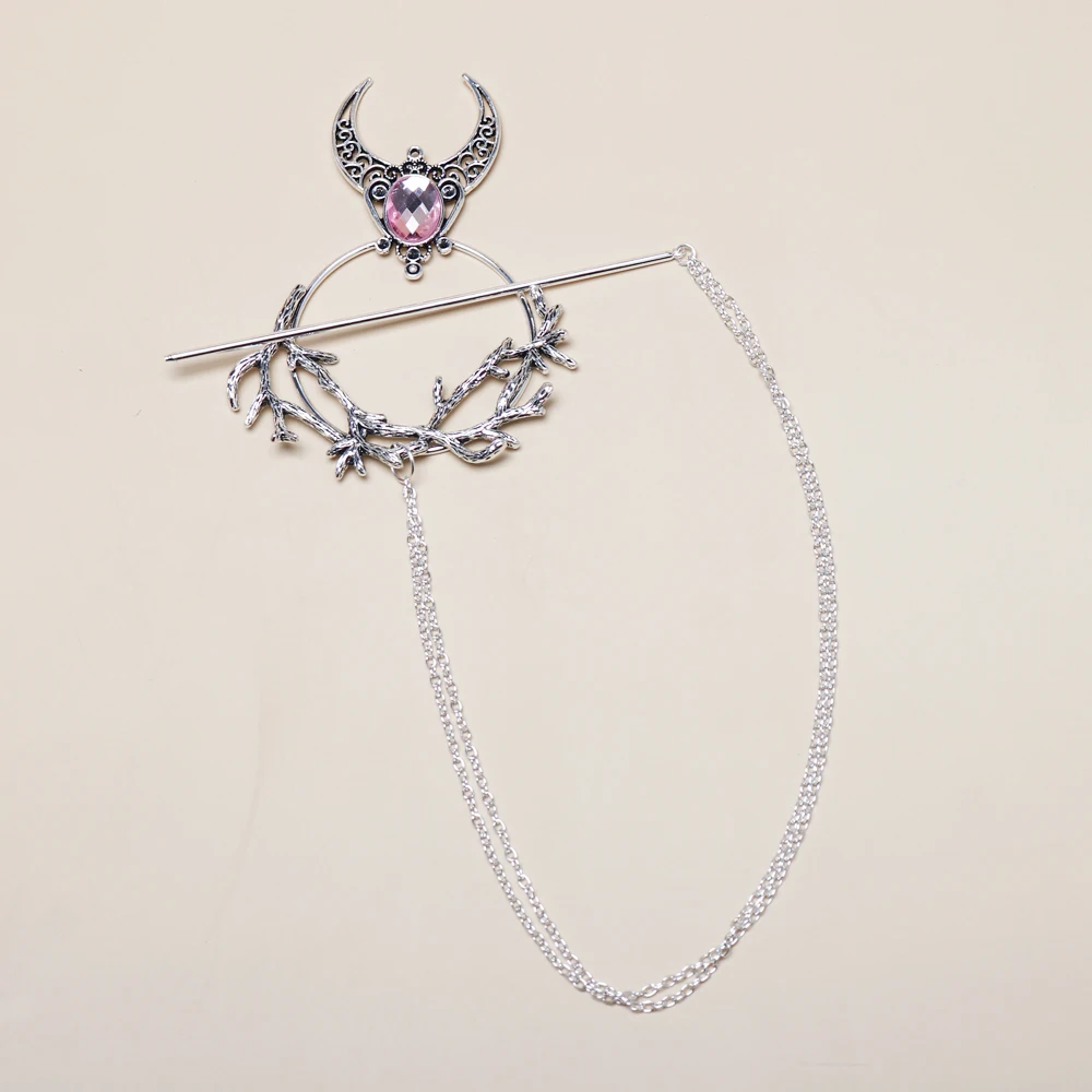 gothic moon branch hair fork vintage hair chopstick hairpins disk stick hairclip witch Viking women jewelry accessories gifts