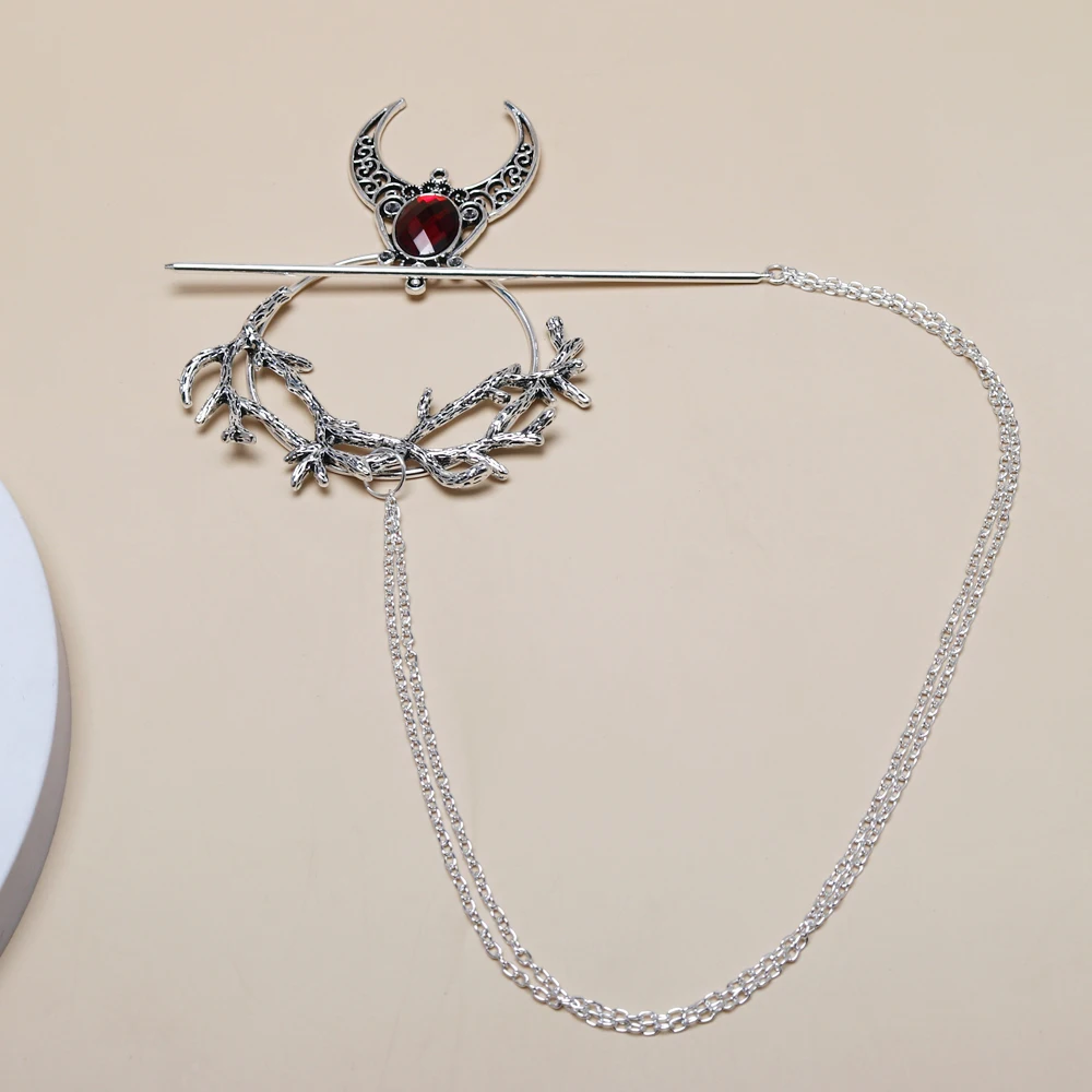 gothic moon branch hair fork vintage hair chopstick hairpins disk stick hairclip witch Viking women jewelry accessories gifts
