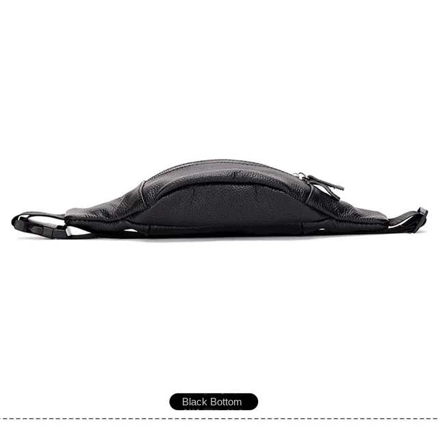 Men's Genuine Leather Chest Bag Double Zipper Cowhide Fanny Pack Casual Crossbody Sling Bag for Daily Commute & Travel