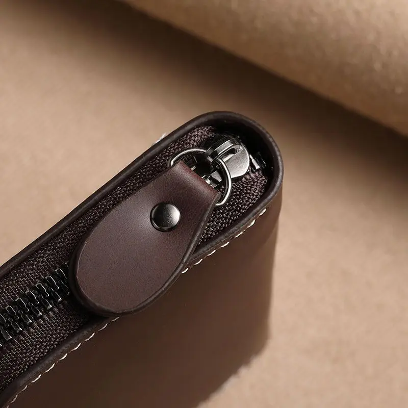 PU Leather Card Holder Vintage Small Wallet Women Men Business Bank Credit Card Bag Male Coin Pouch Solid Color Zipper Wallet
