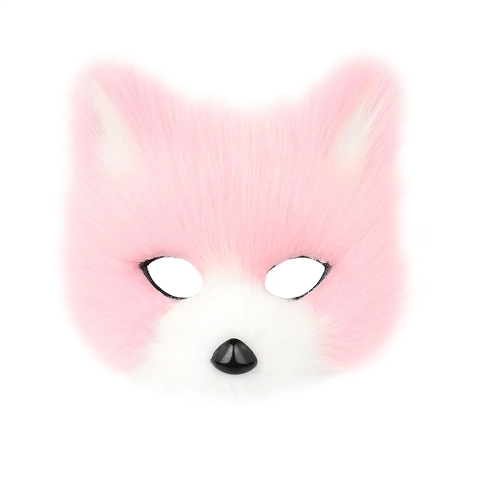 Faux Fur Fox Mask Furry Half Face Animal Cat Mask Halloween Cosplay Party Costume