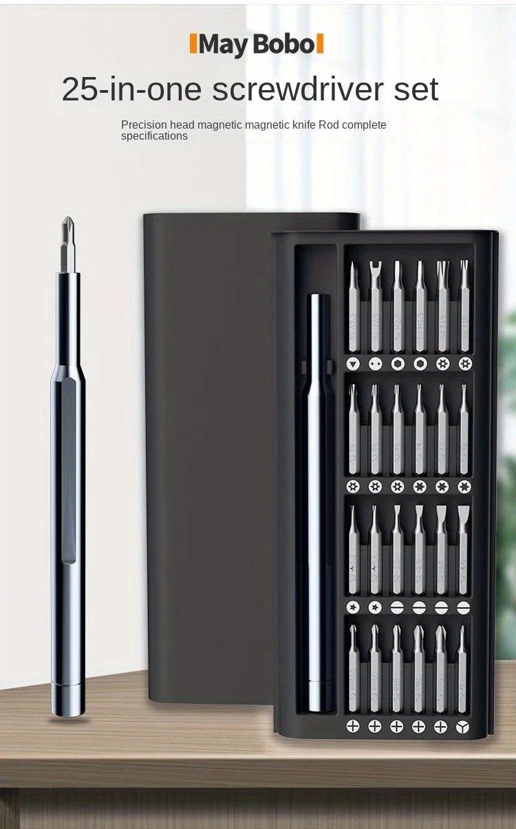 Precision Screwdriver Set 25 in 1 Phillips Torx Hexagonal Flat Head Magnetic Screwdriver Head for iPhone PC Watch Camera Glasses