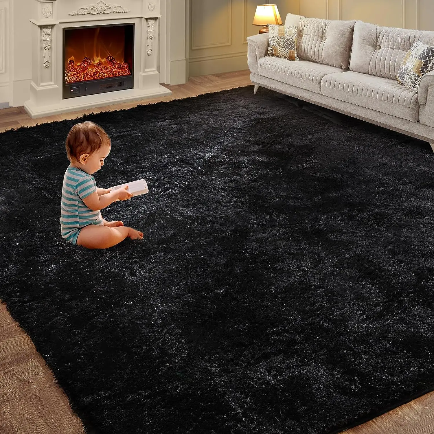 VIKAMA Tie-Dye Plush Carpet Living Room Decoration Soft Fluffy Home Mat Children's Room Baby Crawling Non-Slip Blanket