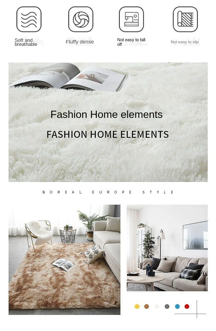 VIKAMA Tie-Dye Plush Carpet Living Room Decoration Soft Fluffy Home Mat Children's Room Baby Crawling Non-Slip Blanket
