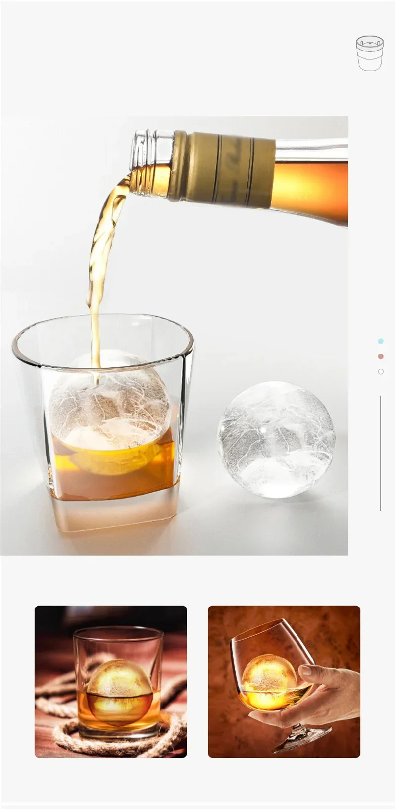 JUSTINLAU Ice Maker Food Grade Sphere Ice Mold Stackable Slow Melting DIY Ice Ball For Cocktail Whiskey Drink Home Bar Tools