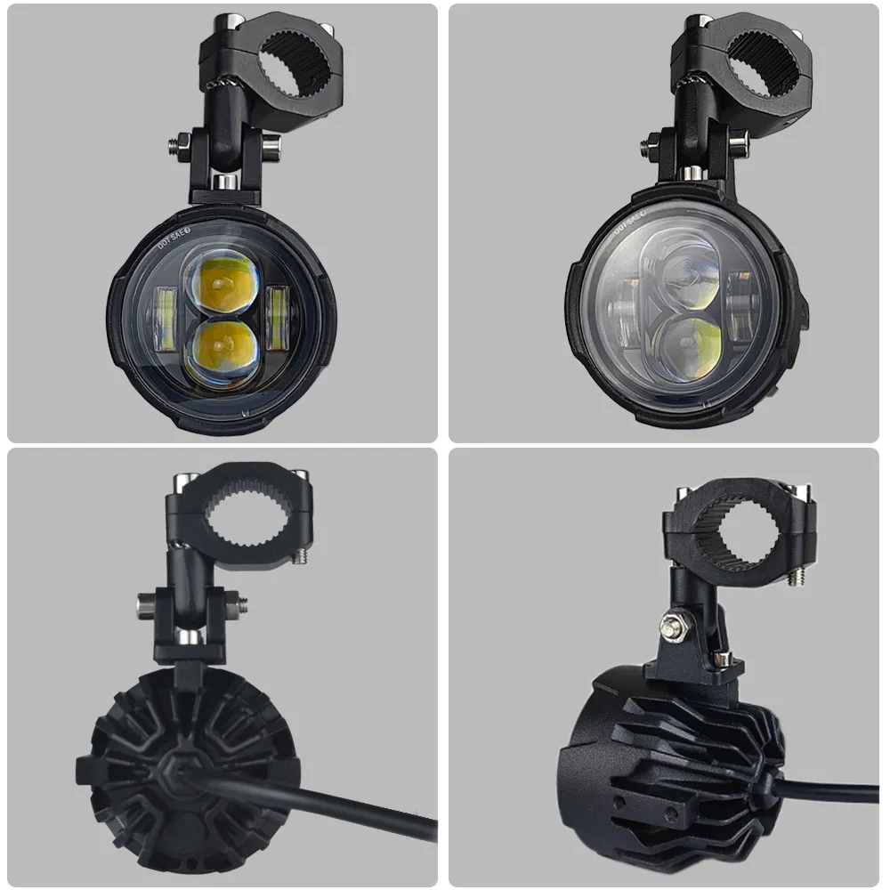Pair 100W Motorcycle Headlight Fog Lights Led Auxiliary Driving Light Spotlight Headlamp Dual Color Flasher Farol Moto Fog Lamp.