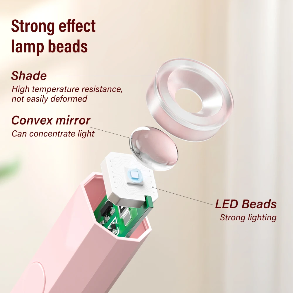 YIKOOLIN Convenient Rechargeable Nail Dryer UV LED Handheld Lamp Fast Curing All Gel Polish Mini Manicure Tool USB Portable Ligh
