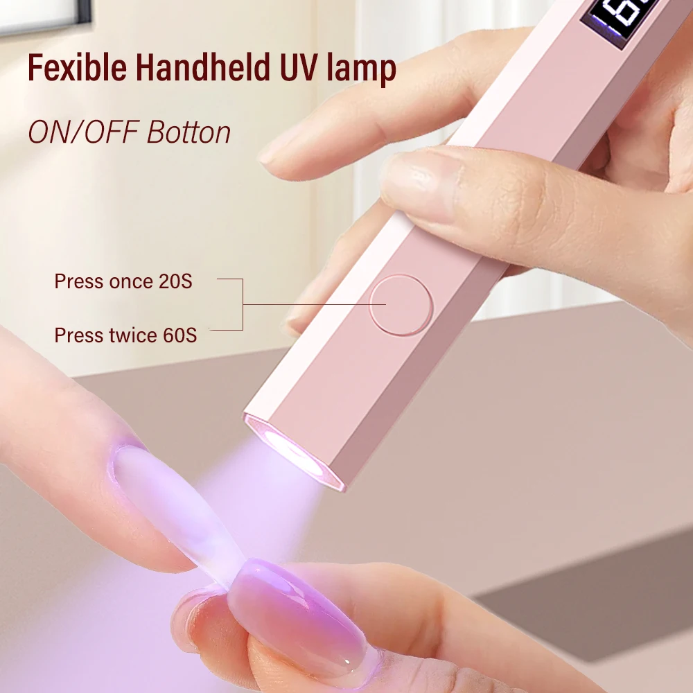 YIKOOLIN Convenient Rechargeable Nail Dryer UV LED Handheld Lamp Fast Curing All Gel Polish Mini Manicure Tool USB Portable Ligh