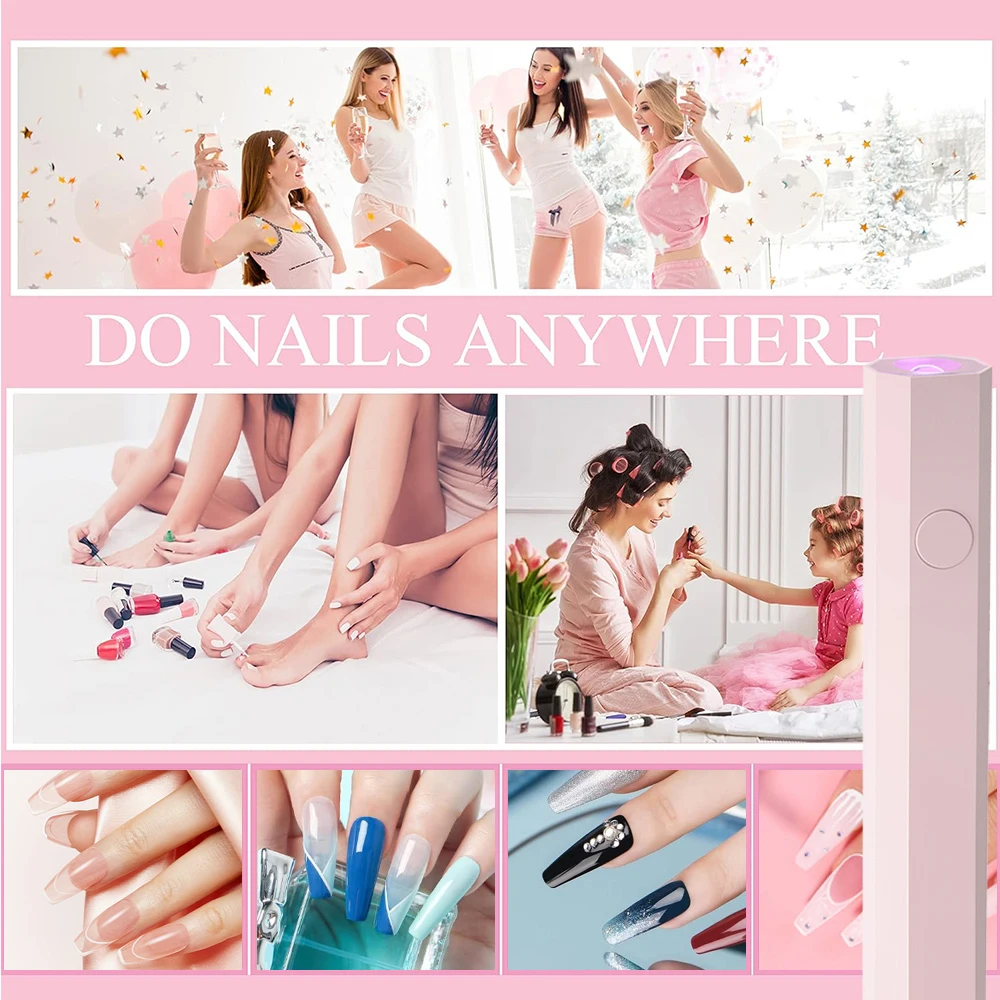 YIKOOLIN Convenient Rechargeable Nail Dryer UV LED Handheld Lamp Fast Curing All Gel Polish Mini Manicure Tool USB Portable Ligh