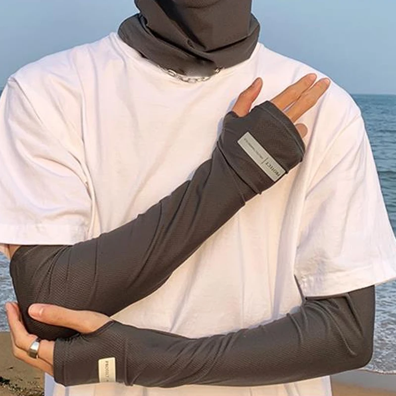 Unisex Cycling Arm Sleeves Ice Fabric Anti-UV Sunscreen Running Cycling Sleeve Outdoor Sport Anti-cursor Arm Warmers