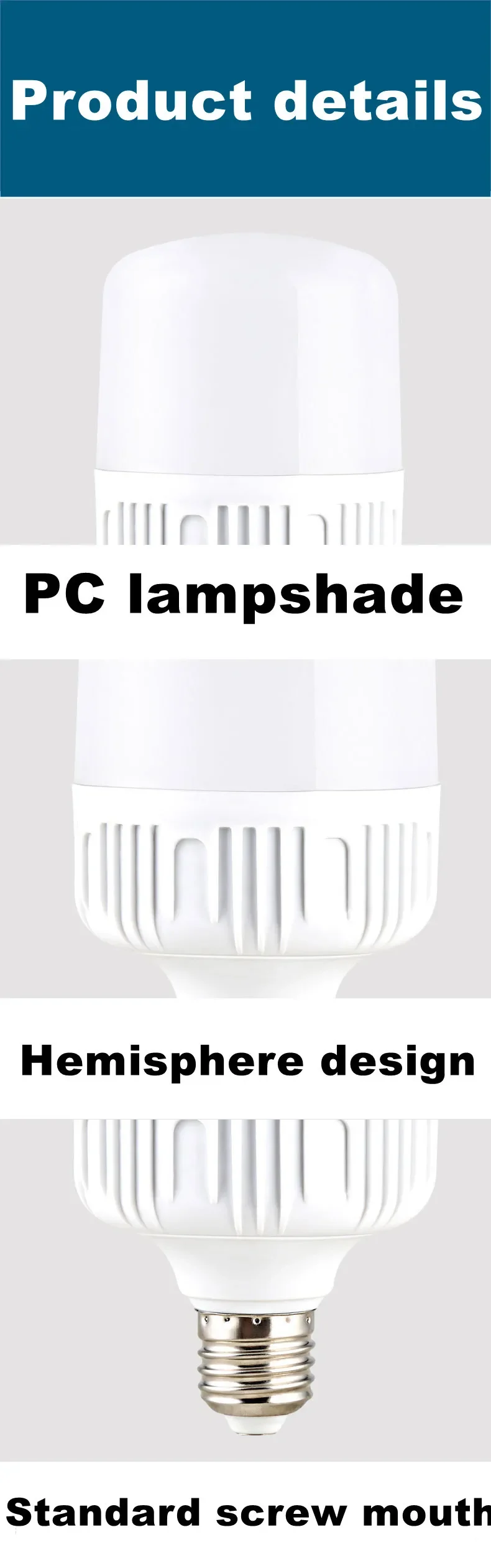 100W E27 LED Screw Mouth Light 220V High Brightness Light Bulb White Light Eye Protection Non Flickering High Heat Dissipation