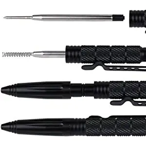 Military Tactical Pen, Professional Self Defense Pen, Emergency Glass Breaker Pen - Tungsten Steel, Writing Tool with 6 Refill
