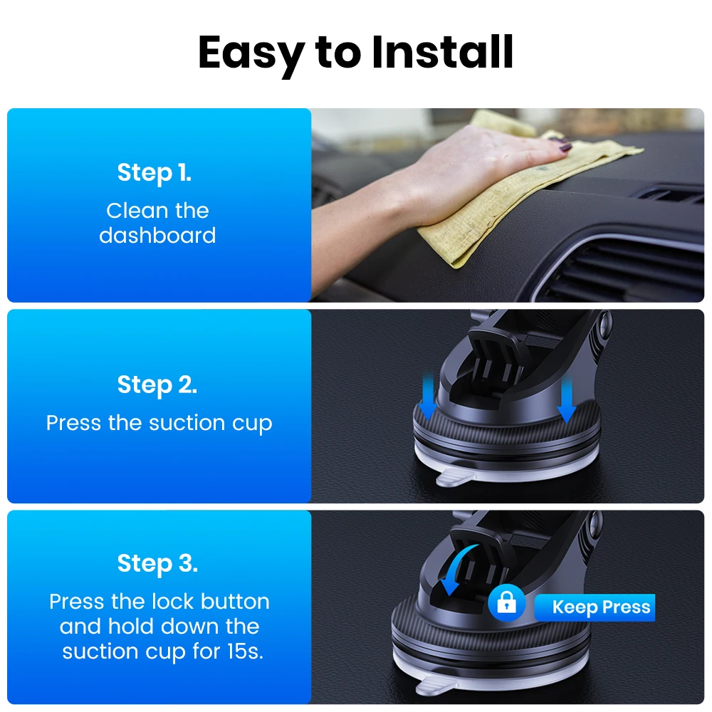 TOPK Fits MagSafe Car Mount for Universal Dashboard, Magnetic Phone Holder for Car,Super Stable Car Mount for iPhone &All Phones