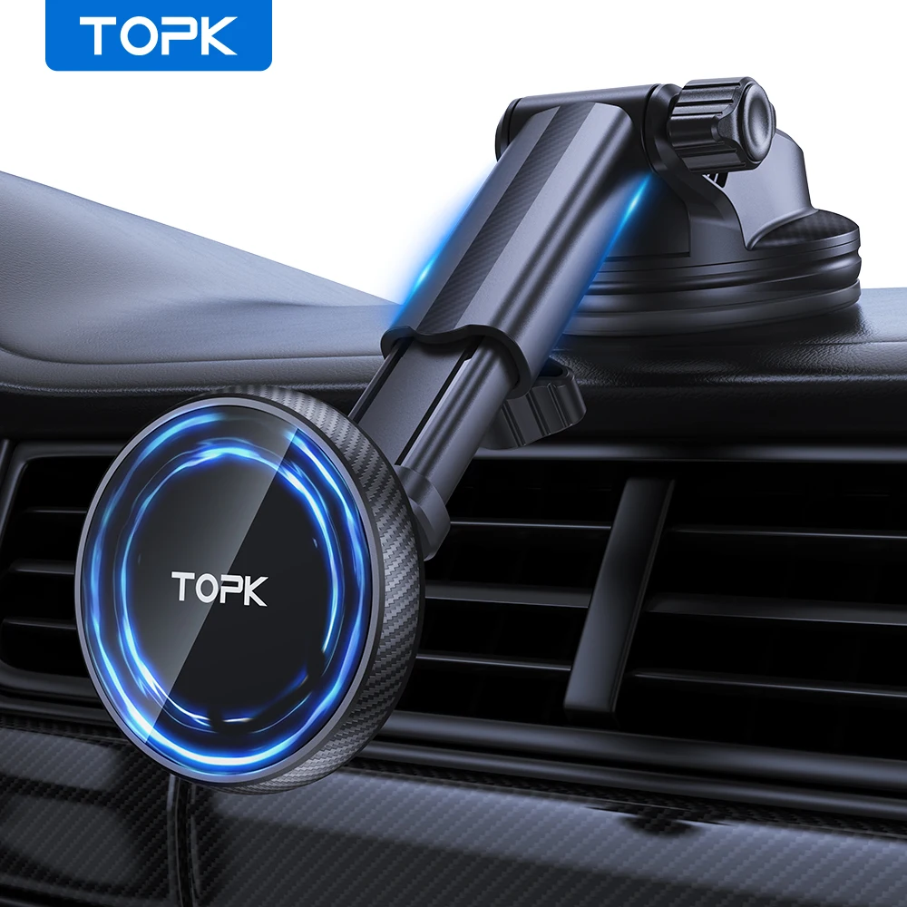 TOPK Fits MagSafe Car Mount for Universal Dashboard, Magnetic Phone Holder for Car,Super Stable Car Mount for iPhone &All Phones