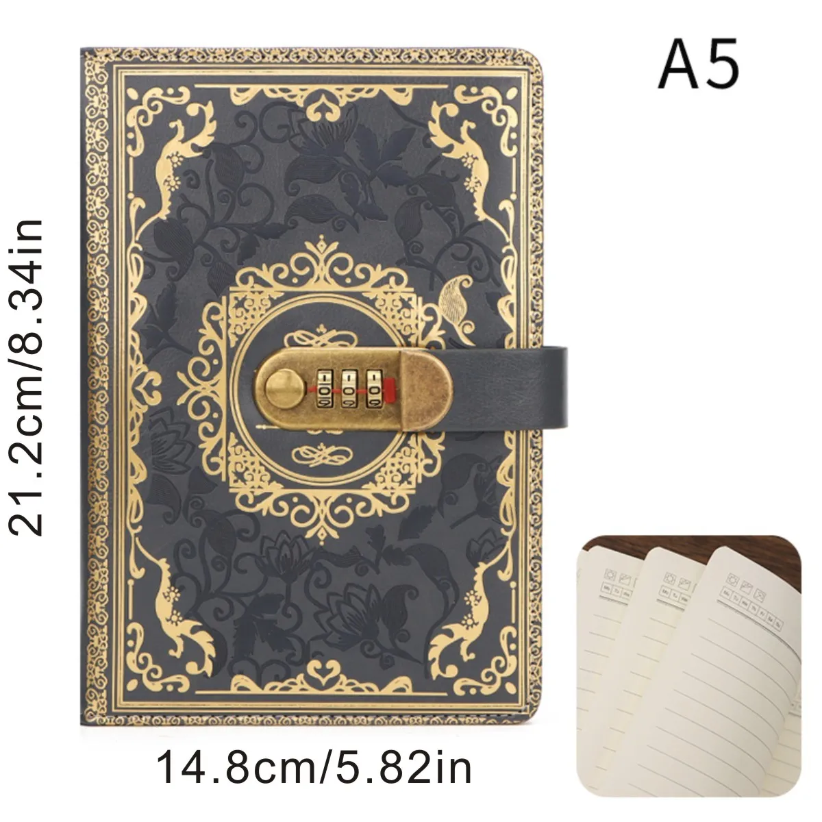 A 5 retro password diary lock thickened luxury creative hand book student diary stationery supplies