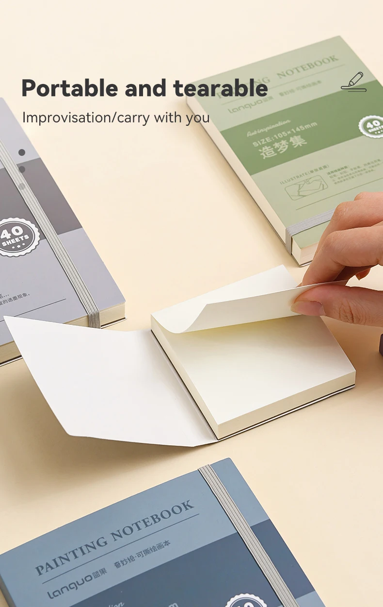 40sheets Mini Drawing Notebook Tearable Sketchbook Handbook 250G Thickened Paper Multiple Size Watercolor Graffiti Painting Book
