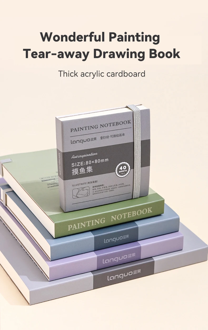 40sheets Mini Drawing Notebook Tearable Sketchbook Handbook 250G Thickened Paper Multiple Size Watercolor Graffiti Painting Book