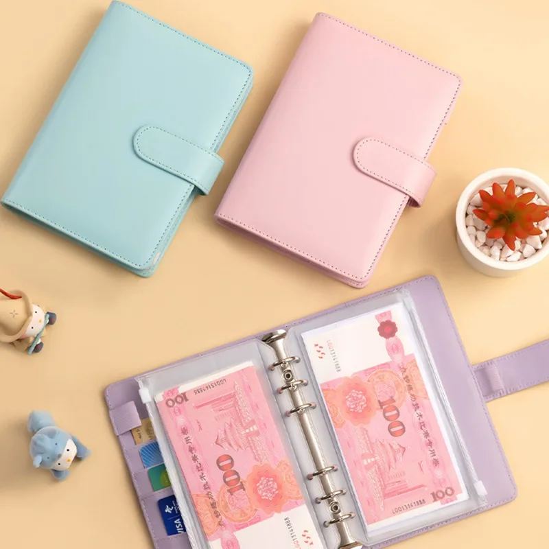 PU Leather Wallets Budget Binder With Cash Envelopes Pockets Zip Budget Pouch Binder For Saving Money A6 Planner Organizer