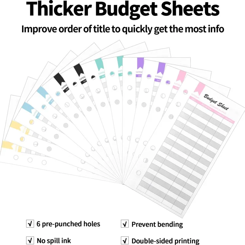 PU Leather Wallets Budget Binder With Cash Envelopes Pockets Zip Budget Pouch Binder For Saving Money A6 Planner Organizer