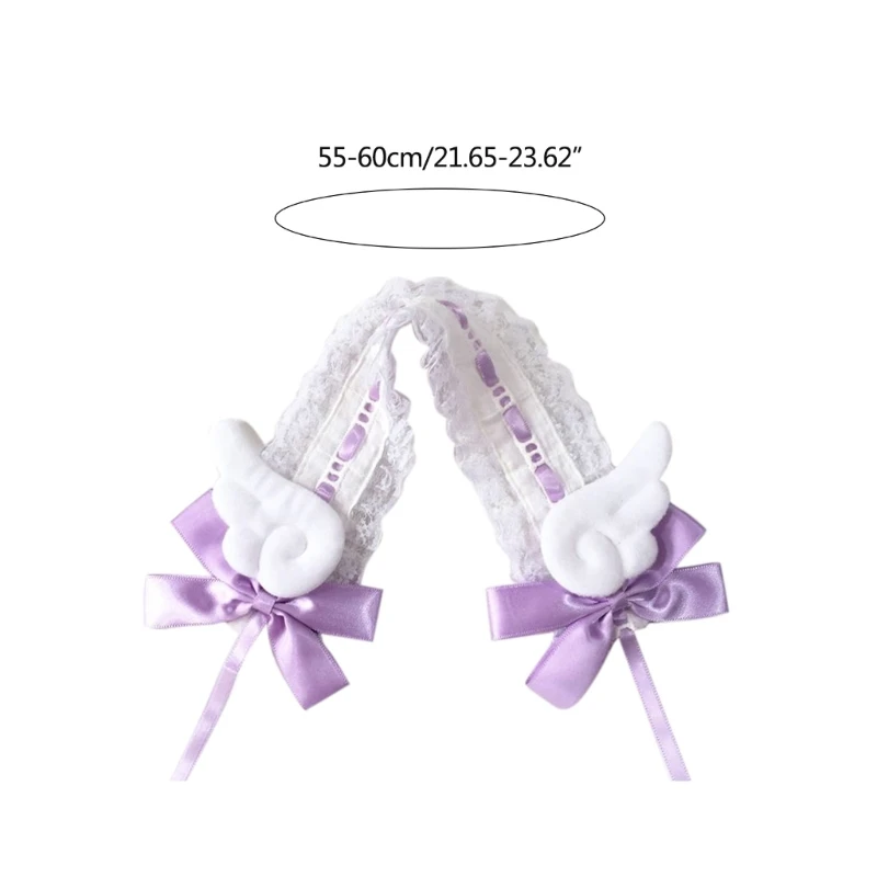 DXAE Handmade Hair Accessory Headband Gothic Lolitas Cosplay Maid Lace Hair Bands Cute Wings & Bowknots Decors for Women