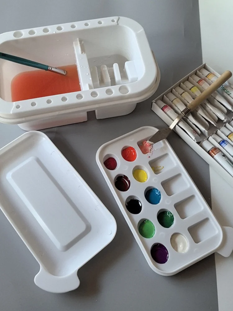 Multi-function pen wash bucket three-piece set with color palette bucket pen shaper can be illustrated pen hand wash pen palette