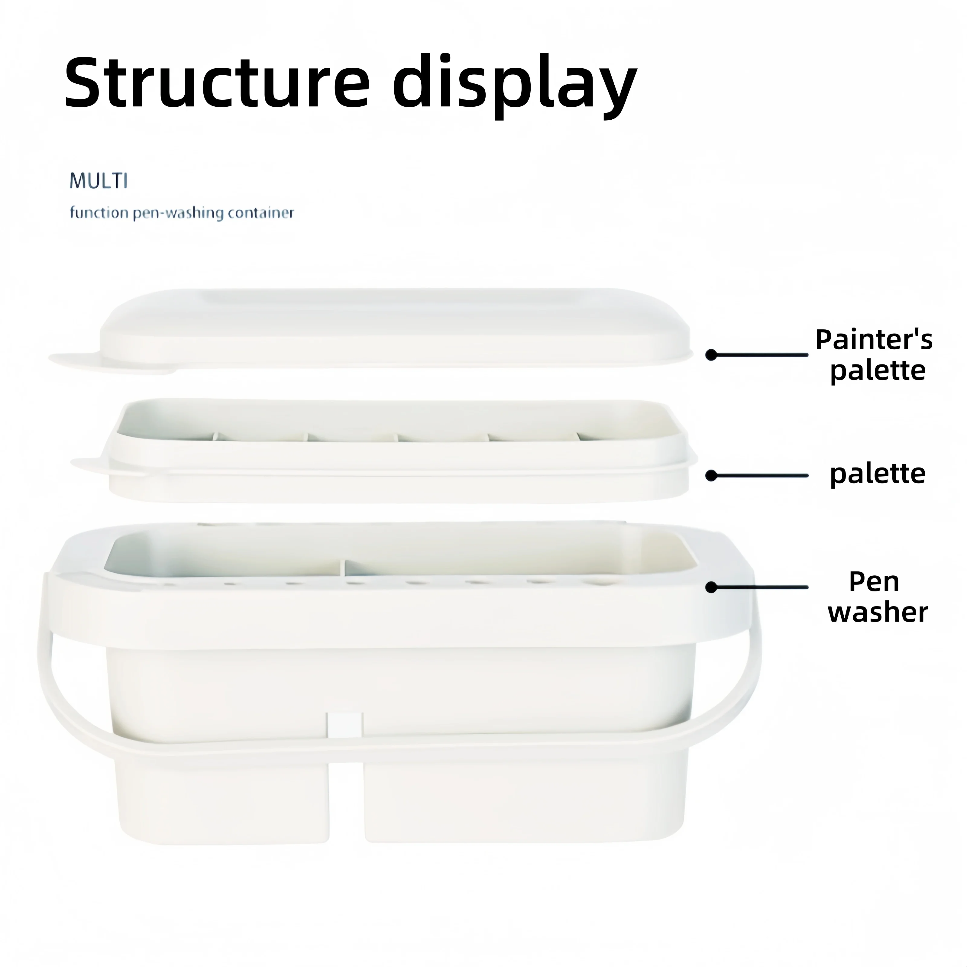 Multi-function pen wash bucket three-piece set with color palette bucket pen shaper can be illustrated pen hand wash pen palette
