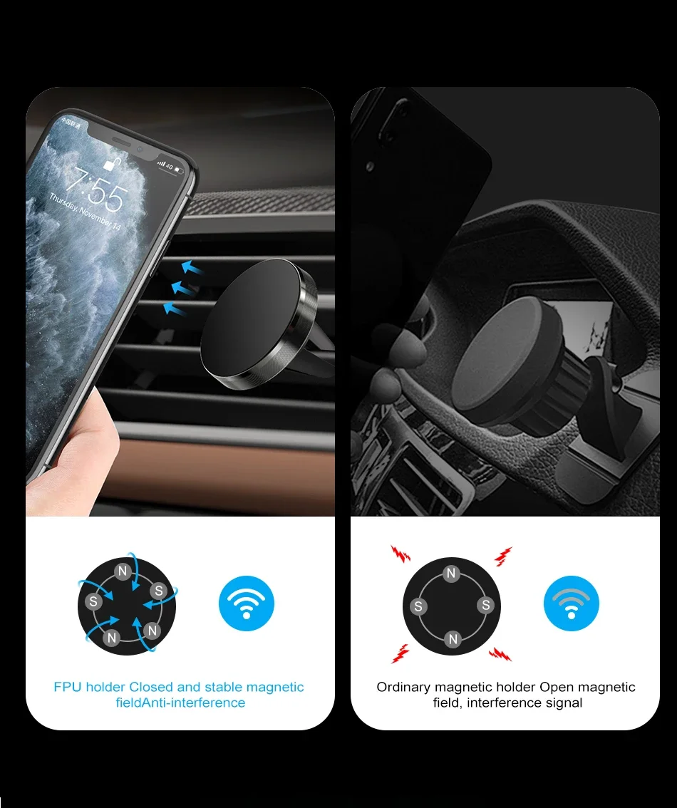 Air Vent Magnetic Car Phone Holder Magnet Smartphone Mobile Stand Cell GPS Support For iPhone 15 14 11 Xiaomi Mi Huawei Samsung