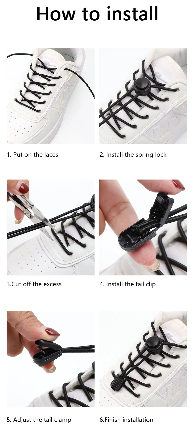 Men and Women No Tie Shoe Laces Spring Button Up Elastic Shoelaces Shoe Accessories Sneakers Classics Solid Color Shoelace