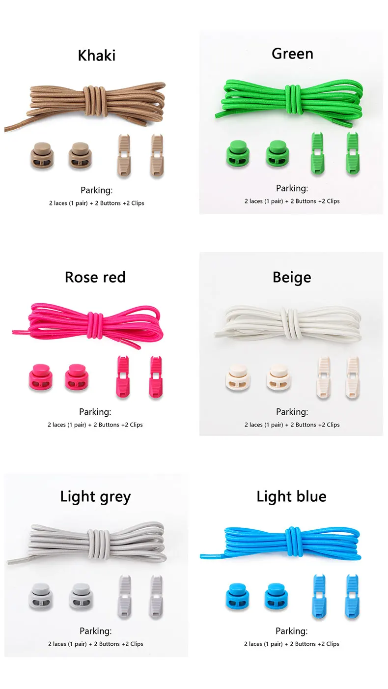 Men and Women No Tie Shoe Laces Spring Button Up Elastic Shoelaces Shoe Accessories Sneakers Classics Solid Color Shoelace