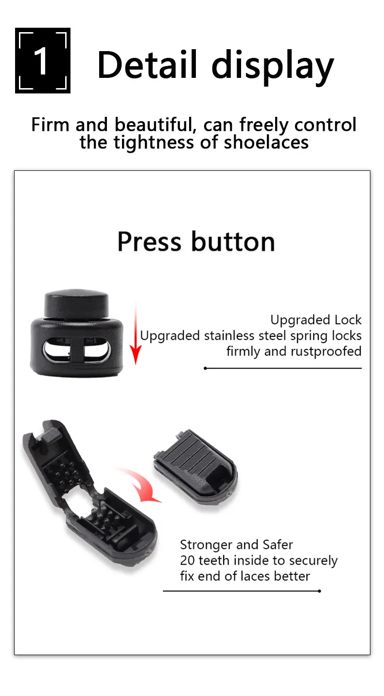 Men and Women No Tie Shoe Laces Spring Button Up Elastic Shoelaces Shoe Accessories Sneakers Classics Solid Color Shoelace