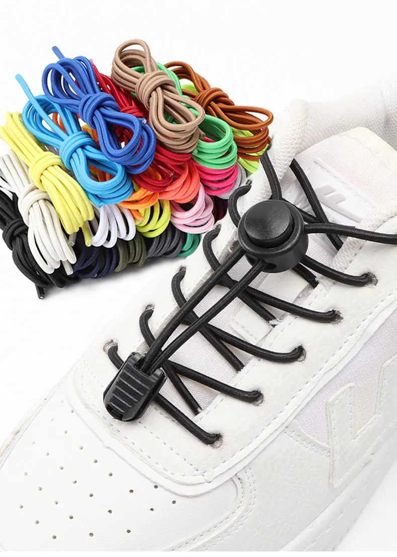 Men and Women No Tie Shoe Laces Spring Button Up Elastic Shoelaces Shoe Accessories Sneakers Classics Solid Color Shoelace