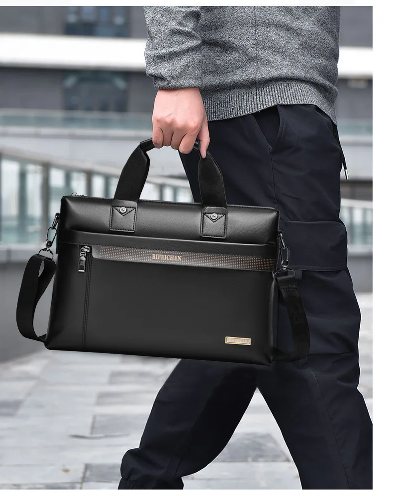2026 New Men Briefcase High Quality Business Famous Brand PU Leather Shoulder Messenger Bag Office Handbag A4Document Laptop Bag