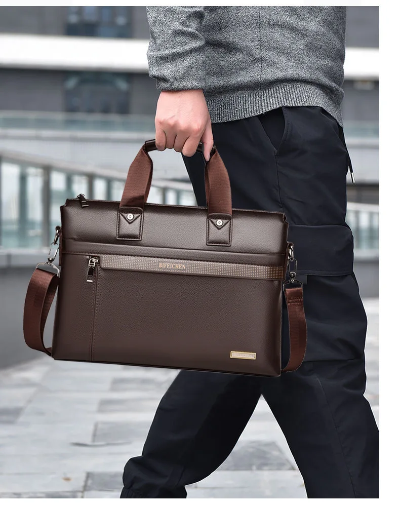 2026 New Men Briefcase High Quality Business Famous Brand PU Leather Shoulder Messenger Bag Office Handbag A4Document Laptop Bag