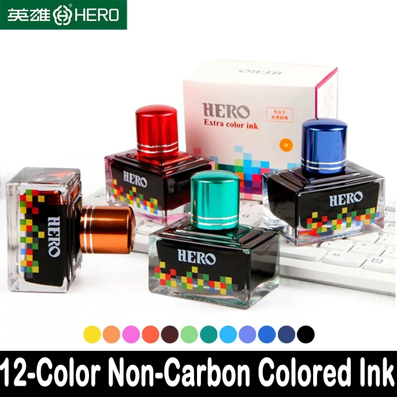 HERO Colorful 40ml Fountain Pen Ink Refilling Ink Stationery School Cartridge Converter Office Ink Supplies Stationery PK JINHAO