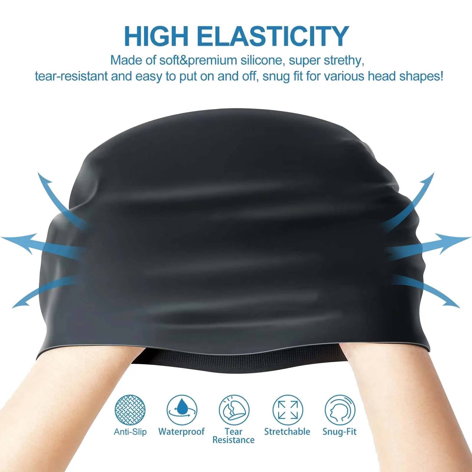Kids Swim Goggles and Silicone Swim Cap Set with Nose Clip Earplugs, Waterproof No Leaking Anti Fog UV Protection for Boys Girls