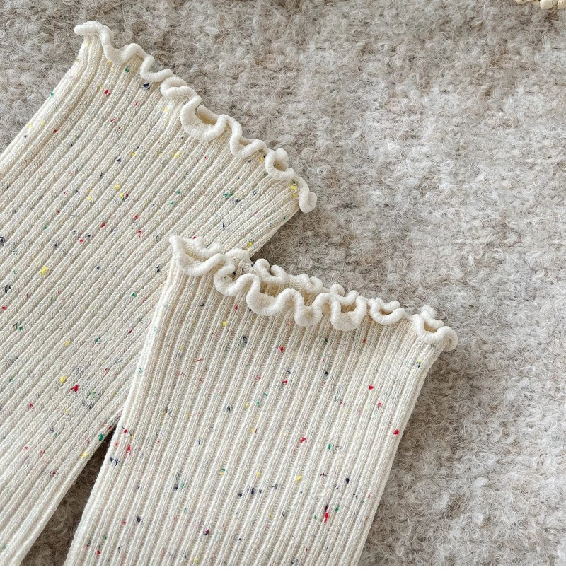 Woman Socks Autumn Winter New Solid Color Retro Frilly Ruffle Socks Female Casual Daily Preppy Style Japanese Crew Socks Girls